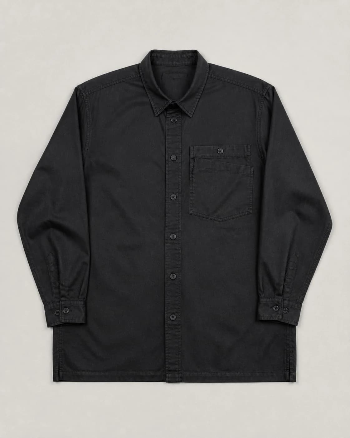 Black overshirt shown from the front